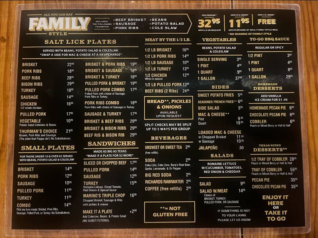 The Salt Lick - Round Rock Menu 2
