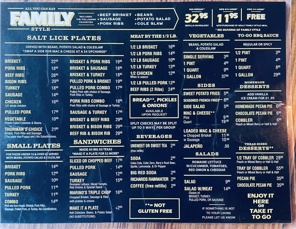The Salt Lick - Round Rock Menu 3
