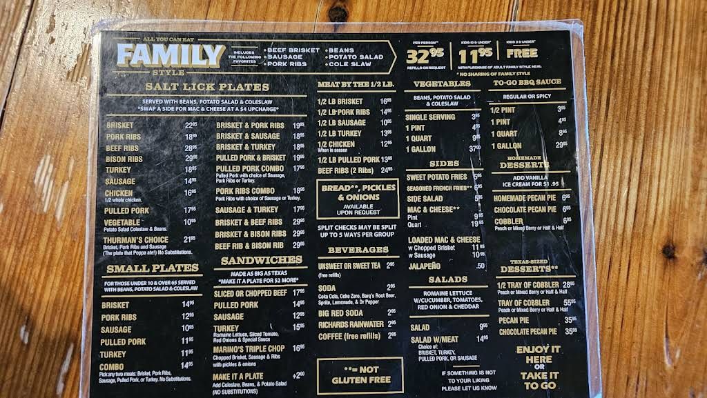 The Salt Lick - Round Rock Menu 4