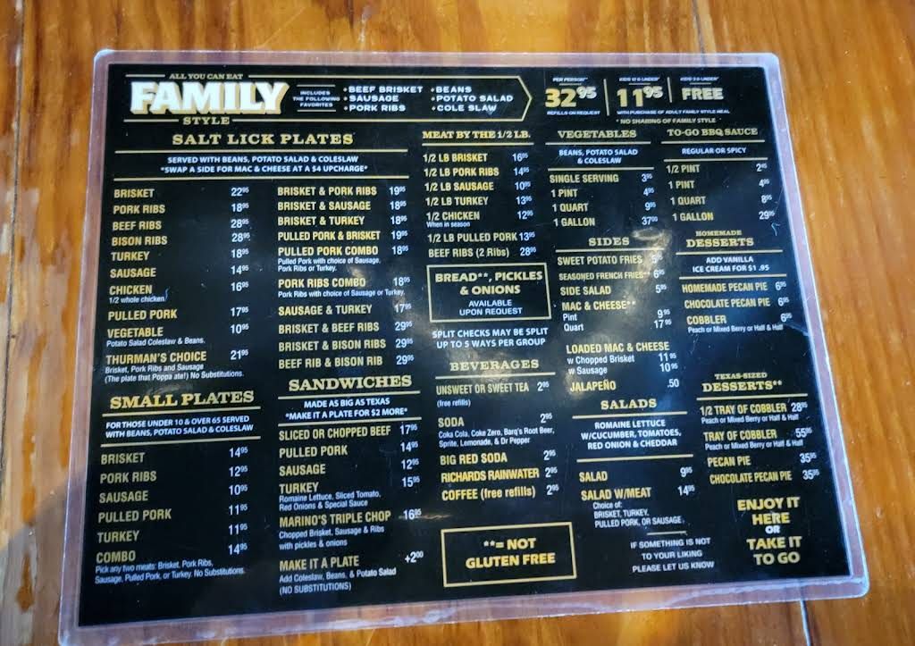 The Salt Lick - Round Rock Menu 6
