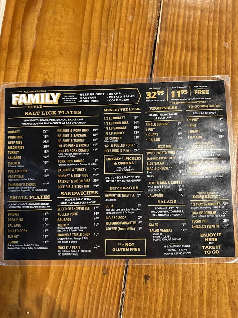 The Salt Lick - Round Rock Menu 7