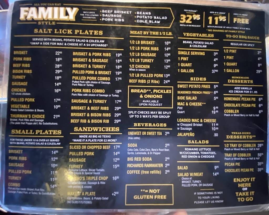 The Salt Lick - Round Rock Menu 8